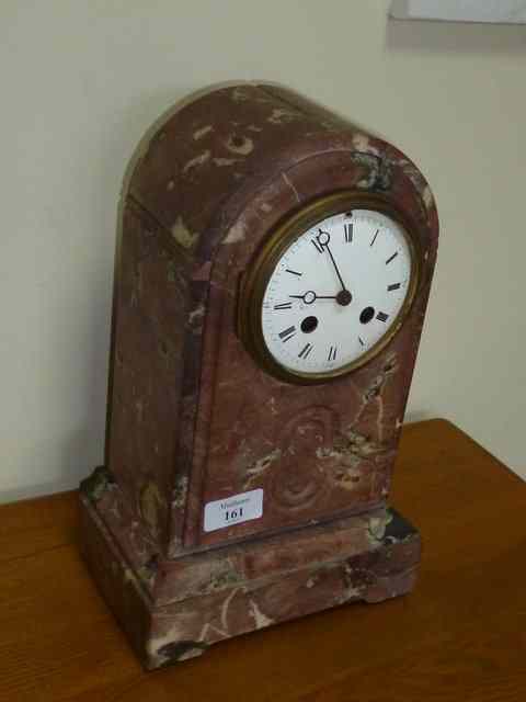 Appraisal: A FRENCH MARBLE CASED MANTLE CLOCK the enamel dial with