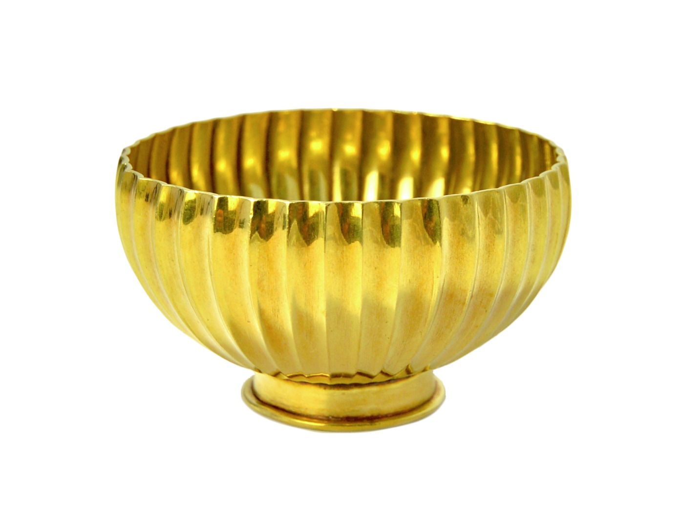 Appraisal: An Italian Fornari gold circular bowl having fluted decoration on