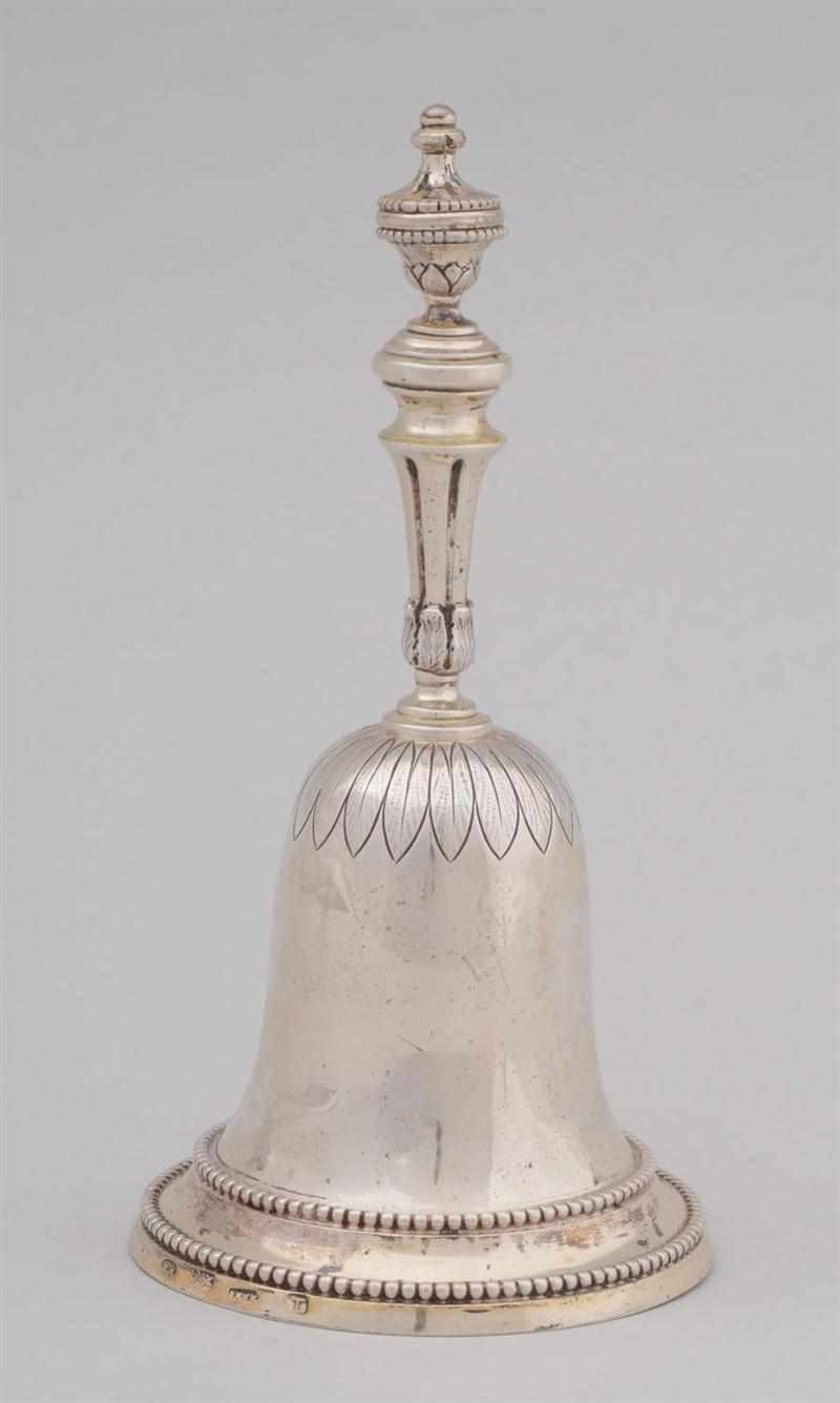 Appraisal: DUTCH SILVER HAND BELL Marks R H in script crowned