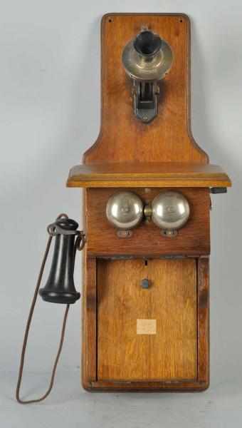 Appraisal: Swedish American Fiddleback Telephone Circa Oak Marked faceplate unmarked receiver