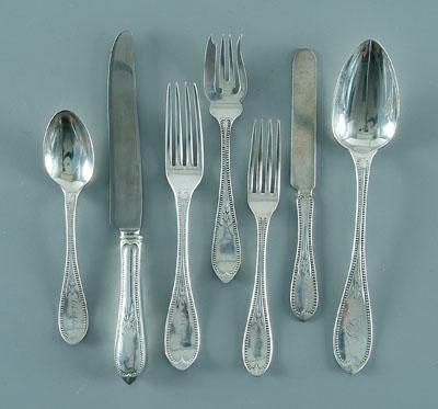 Appraisal: Set coin and sterling flatware all matching oval handles bead