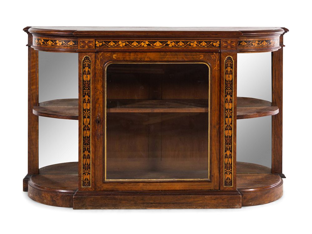 Appraisal: A Napoleon III Style Marquetry and Burl Walnut Console Cabinet