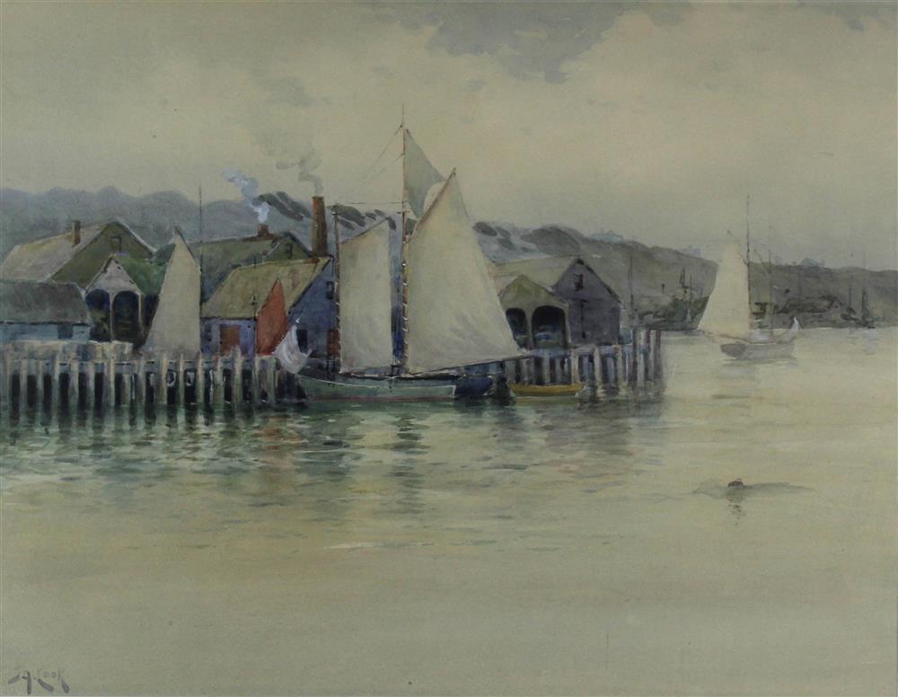 Appraisal: JOHN A COOK AMERICAN - HARBOR Watercolor x in sight