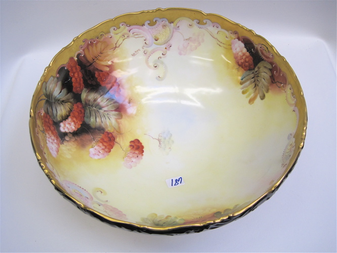 Appraisal: LIMOGES FRANCE PEDESTAL PORCELAIN BOWL hand painted and signed by