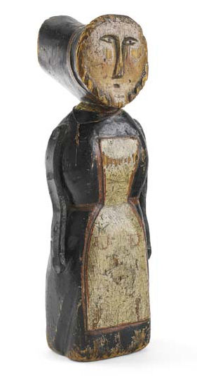 Appraisal: An early th century naive carved wood female figure Possibly