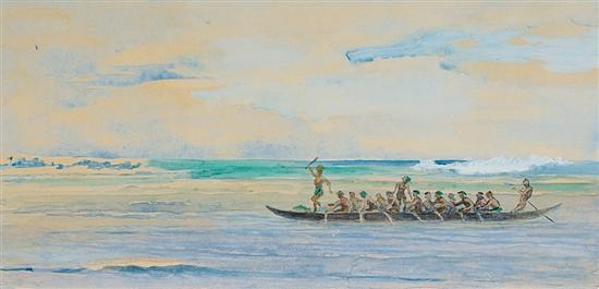 Appraisal: JOHN LA FARGE American - Canoe Going from up the