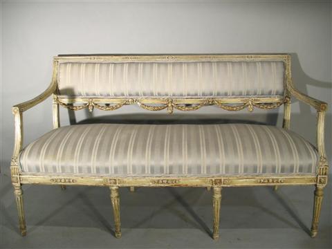 Appraisal: NEOCLASSICAL SWEDISH PAINTED SETTEE Early th century the rectangular carved