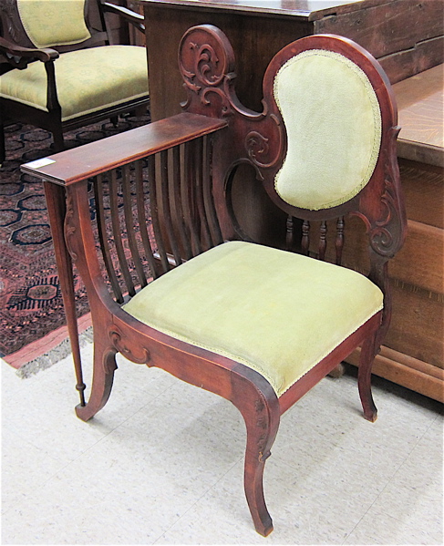 Appraisal: LATE VICTORIAN MAHOGANY SINGLE-ARM PARLOR CHAIR American c