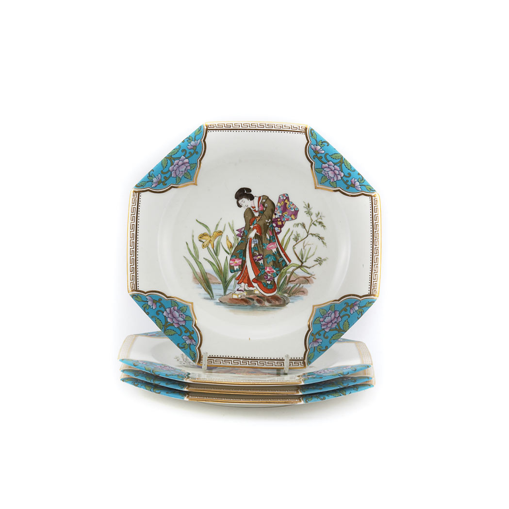 Appraisal: Set of Four English Chinoiserie Decorated Porcelain Dessert Plates Length