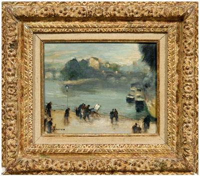 Appraisal: Paris School painting view of figures and an artist by