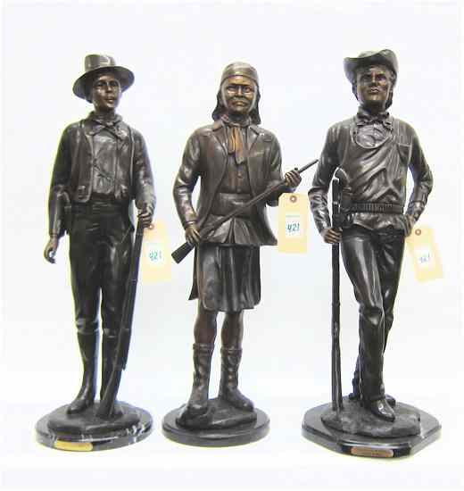 Appraisal: THREE LEGENDS OF THE WILD WEST BRONZE FIGURES Jesse James