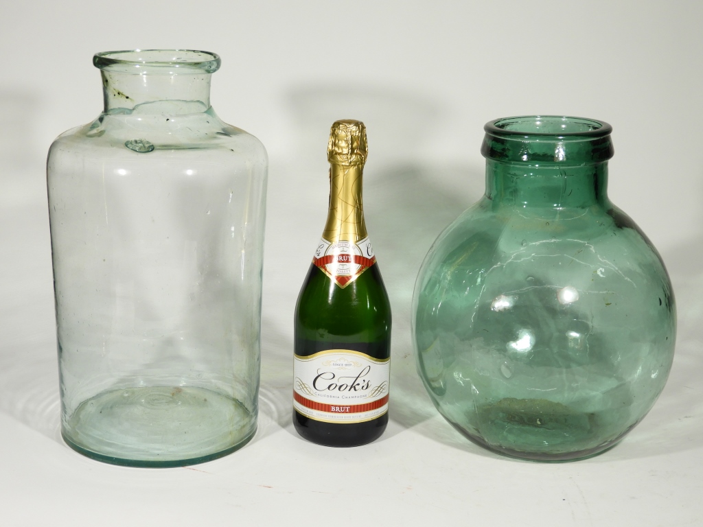 Appraisal: ANTIQUE C MOUTH BLOWN GLASS STORAGE JARS Europe th CenturyA