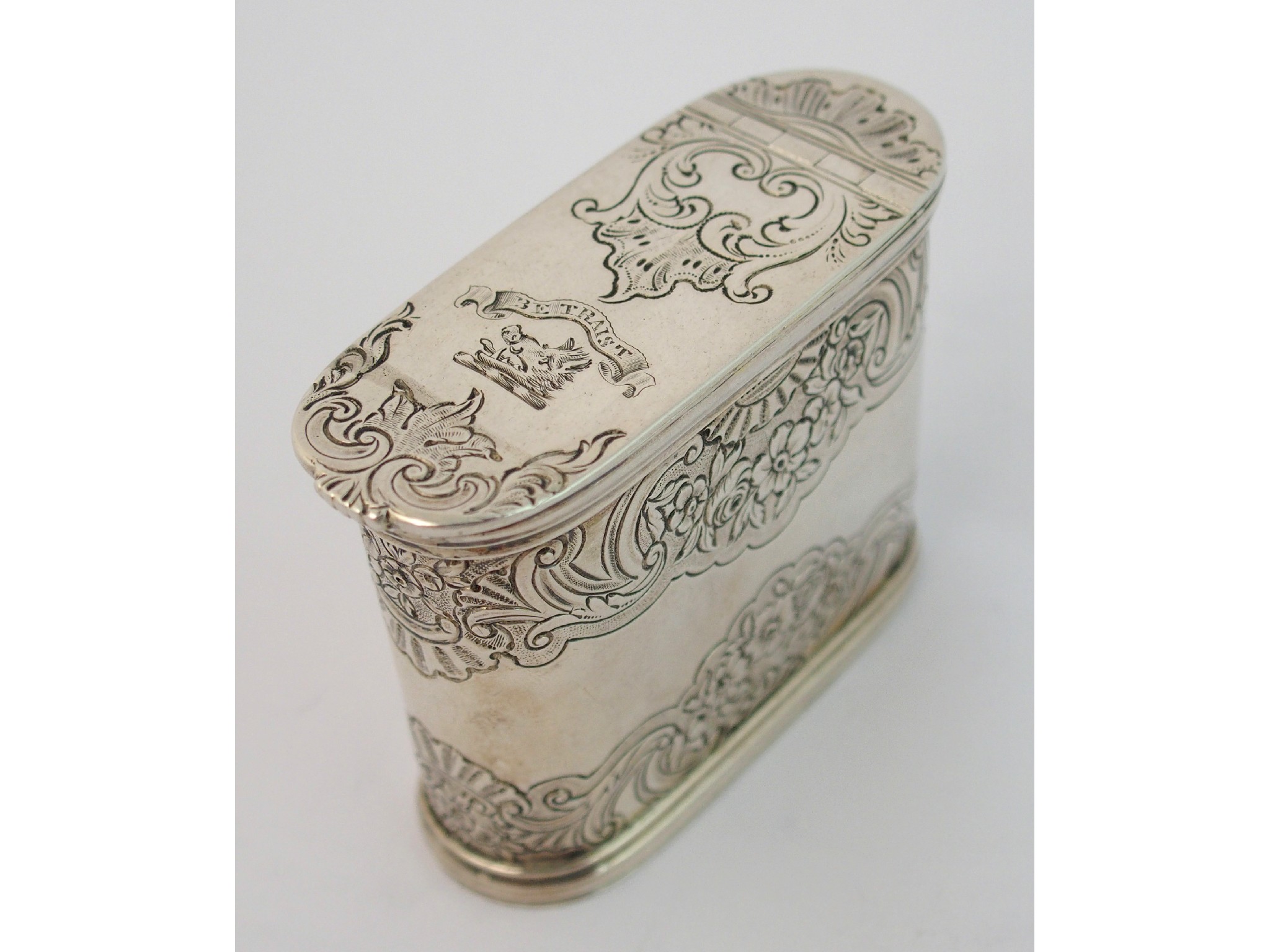 Appraisal: A silver table top snuff boxby John McKay Edinburgh of