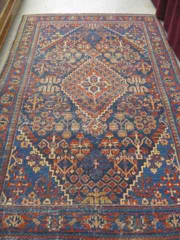 Appraisal: Hamadan Persian Handmade Rug geometric and stylized floral on blue