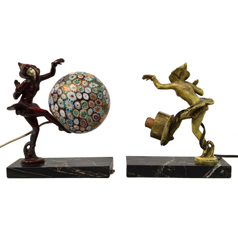 Appraisal: GERDAGO FOR J B HIRSCH PAINTED METAL PIXIE LAMPS items