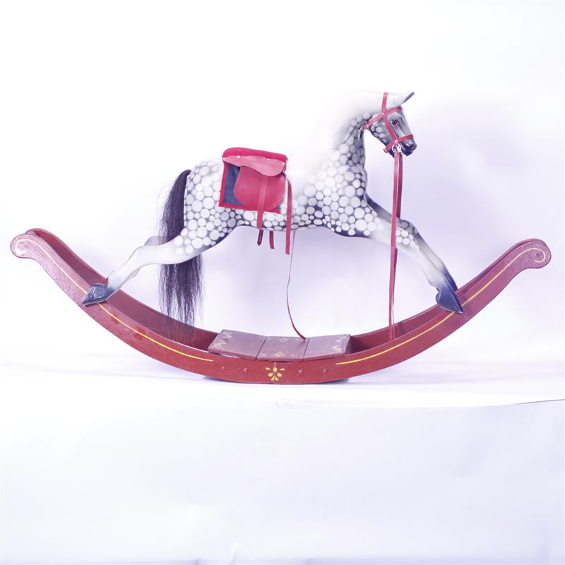 Appraisal: Contemporary Antique-Style Painted Rocking Horse with Horse Hair Tail Stress