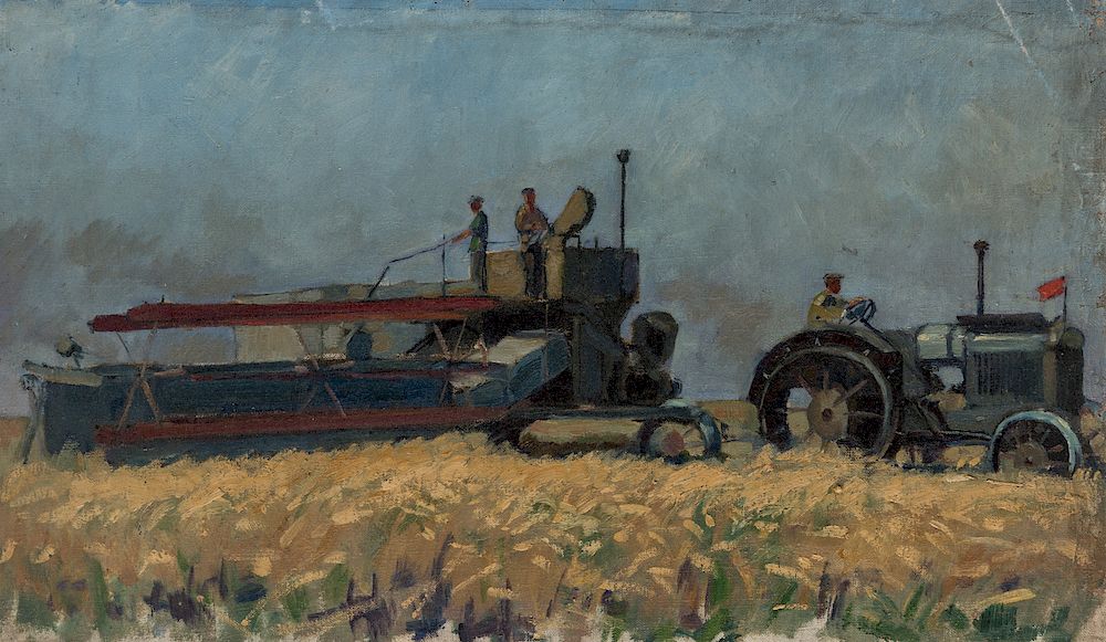 Appraisal: TH CENTURY RUSSIAN ARTIST TH CENTURY RUSSIAN ARTIST Wheat Harvest