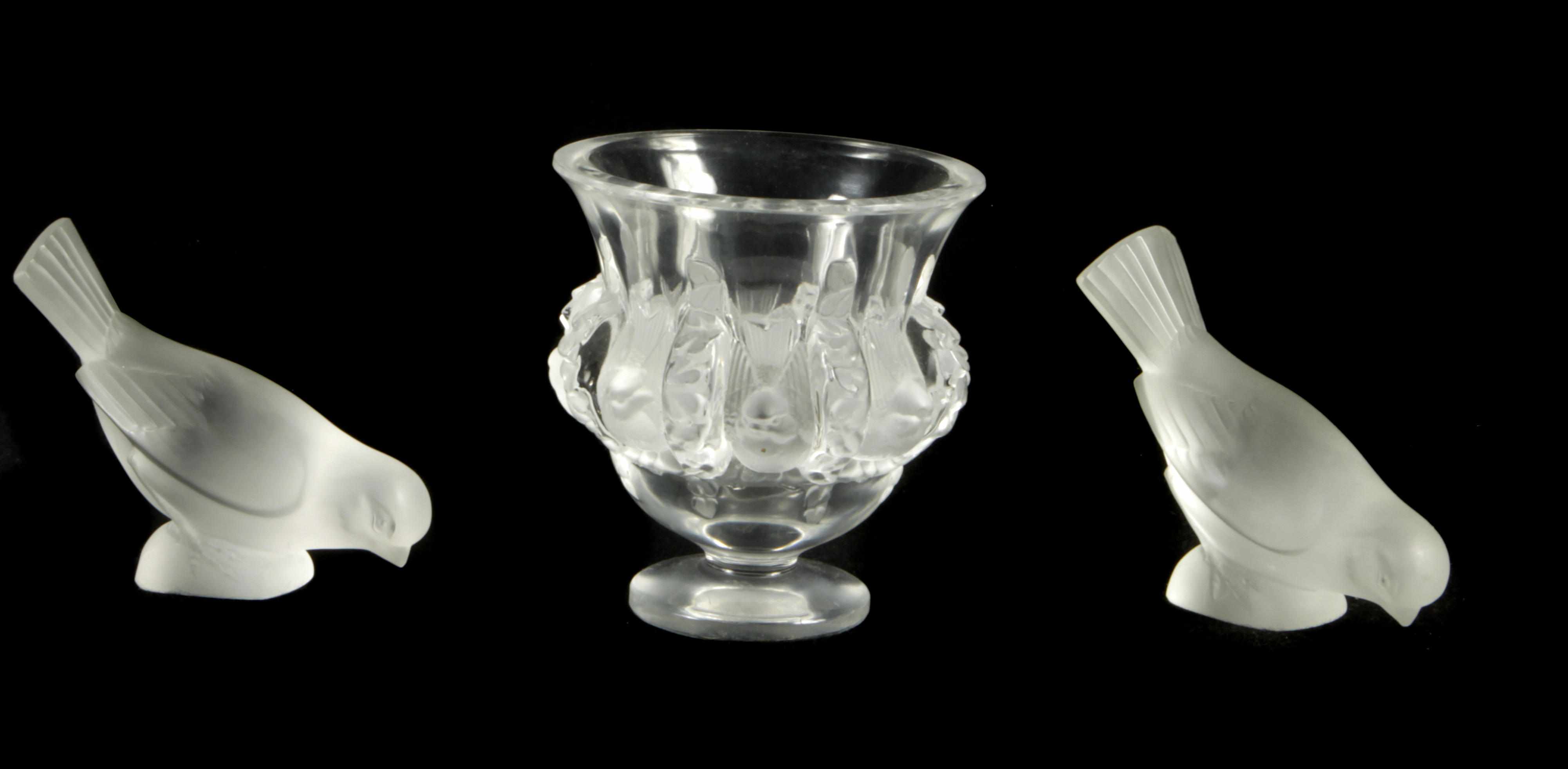 Appraisal: A group of three Lalique frosted glass articles comprising a