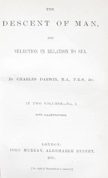 Appraisal: Darwin Charles The Descent of Man L vols vo calf