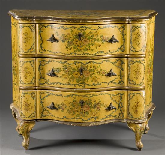 Appraisal: Italian floral painted drawer chest Late th early th century