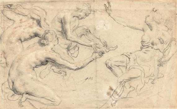 Appraisal: VAN THULDEN THEODOR Hertogenbosch Study of the bathing Diana surprised