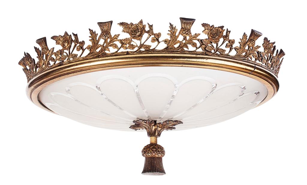 Appraisal: SCOTTISH REGENCY GILT BRONZE AND CUT GLASS CEILING LIGHT CIRCA