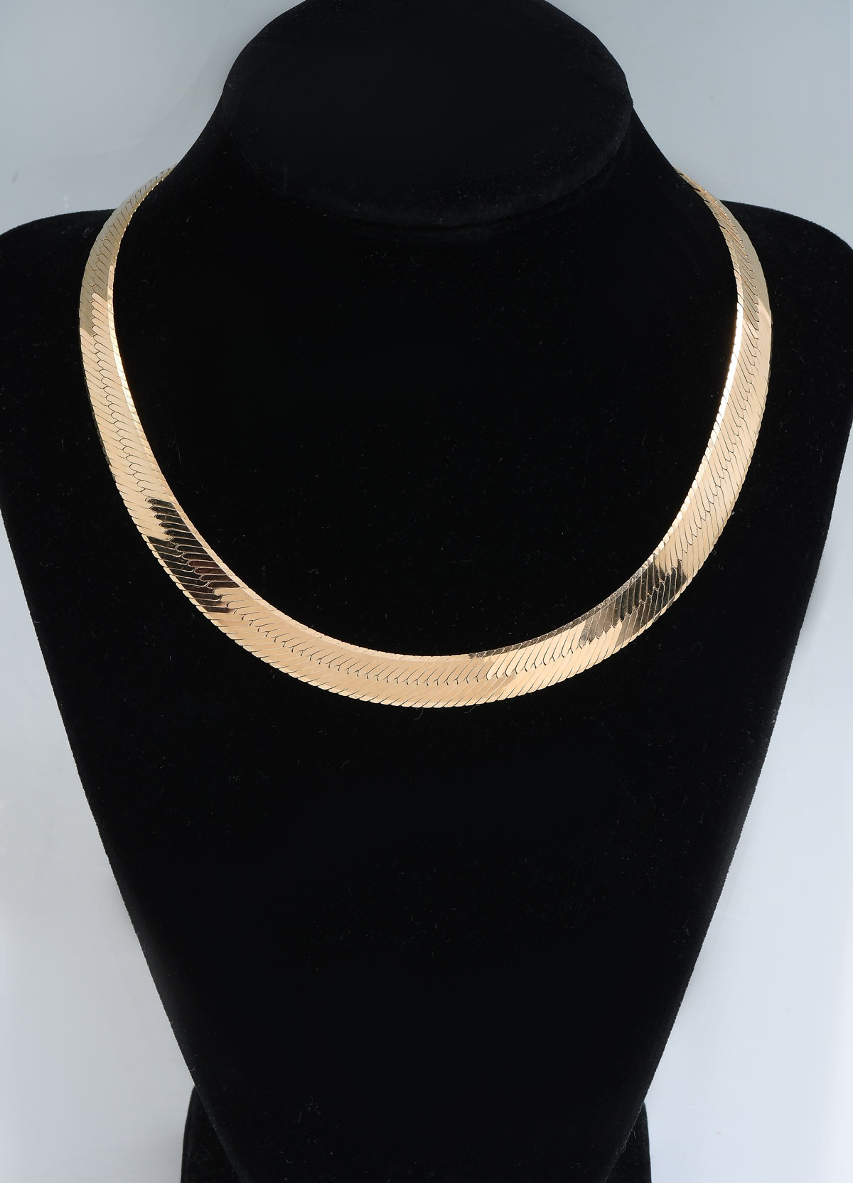 Appraisal: MM K HERRING BONE NECKLACE '' mm wide yellow gold