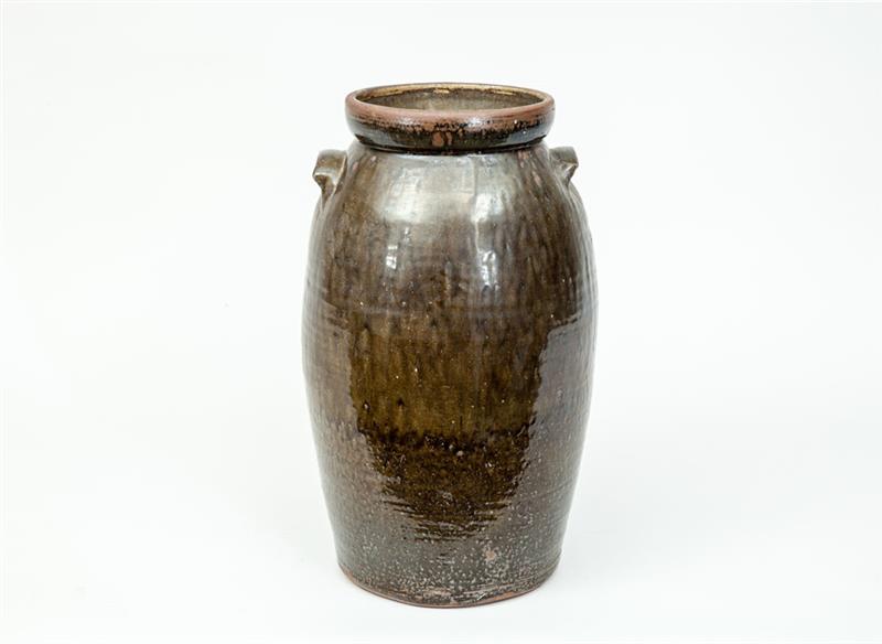 Appraisal: Brown-Glazed Pottery Pot Lacking lid x in Estimate -