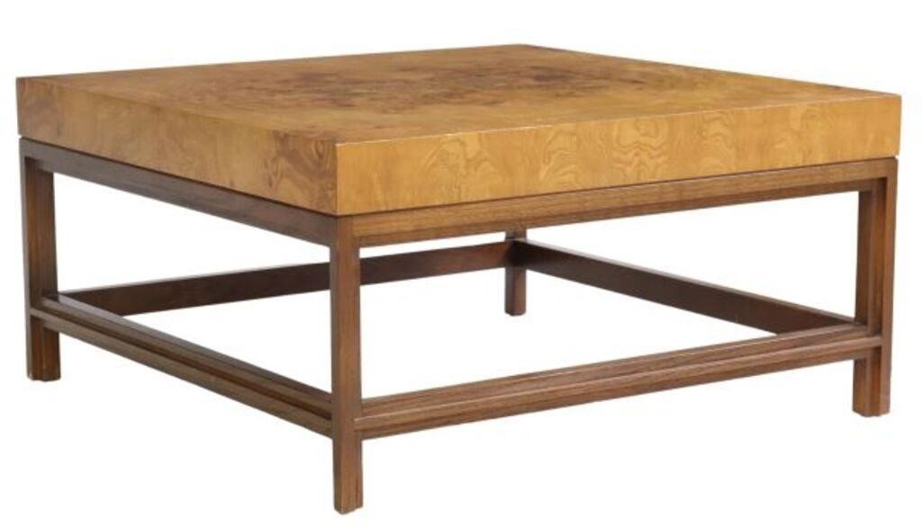 Appraisal: Mid-century modern burlwood coffee table John Stuart Incorporated c s