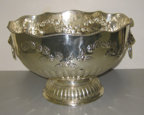 Appraisal: SHEFFIELD PLATED SILVER PUNCH BOWL Footed with shaped gadrooned rim