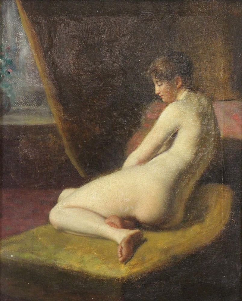 Appraisal: APPARENTLY Unsigned Oil on Canvas Nude Inscribed Levy verso From