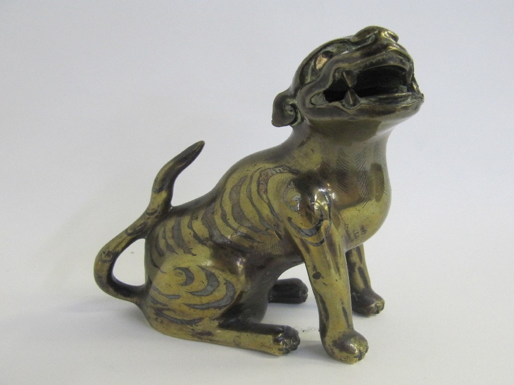 Appraisal: Chinese bronze fo dog with silvered decoration