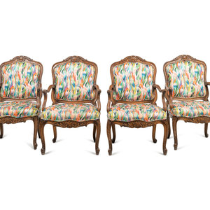 Appraisal: A Set of Four Interior Crafts Louis XV Style Oak