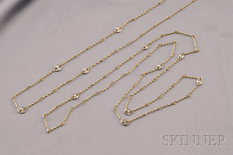 Appraisal: Two kt Gold and Diamond Chains composed of twisted wire