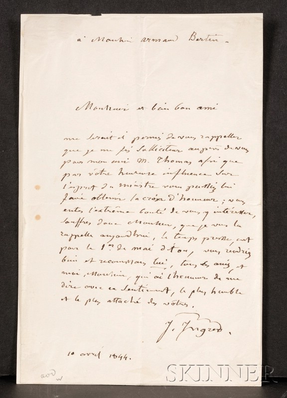 Appraisal: Artist French Ingres Jean Auguste Dominique - Autograph letter signed