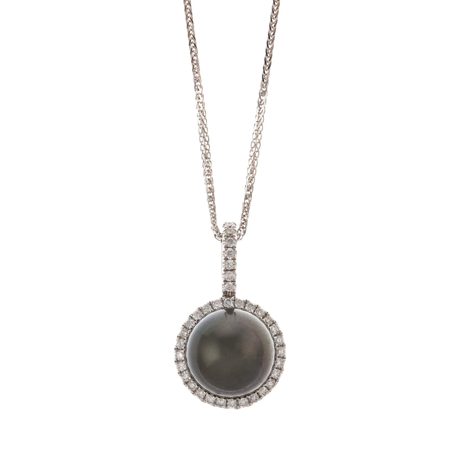 Appraisal: A TAHITIAN PEARL DIAMOND PENDANT CHAIN IN K K white