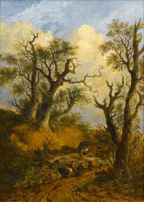 Appraisal: ATTRIBUTED TO JOHN LINNELL - A WOODCUTTER IN A CLEARING