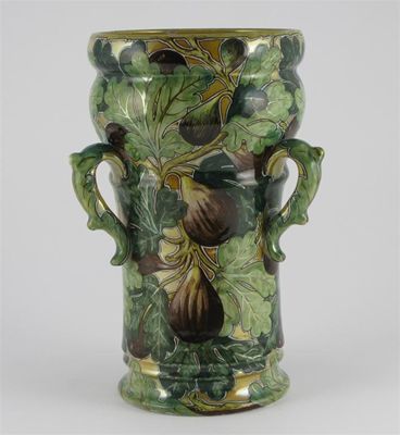 Appraisal: A good Cantagalli vase swollen cylindrical form applied with three