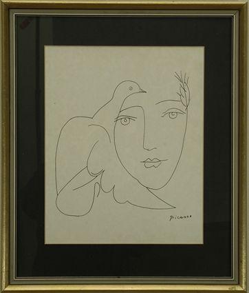 Appraisal: After Pablo Picasso Spanish - Bird and Face Reproduction print