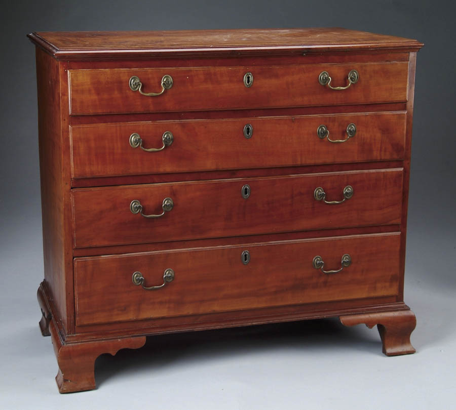 Appraisal: FINE CHERRY FOUR DRAWER GRADUATED CHEST Connecticut River Valley The