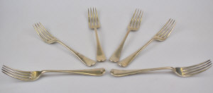 Appraisal: Set of six OEP silver table forks Joseph Rodgers Son