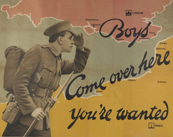 Appraisal: ORIGINAL BRITISH WWI RECRUITMENT POSTER BOYS COME OVER HERE YOU'RE