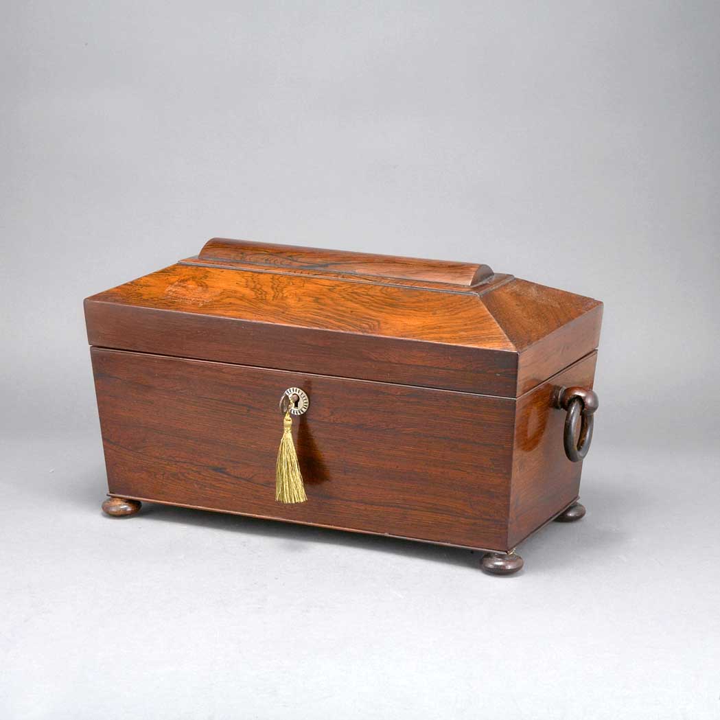 Appraisal: William IV Rosewood Tea Caddy Circa Of casket form the