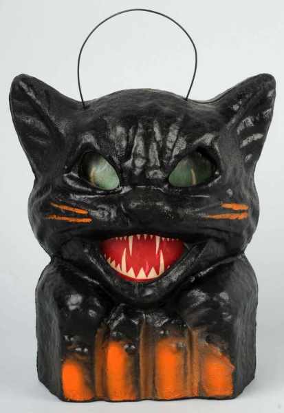 Appraisal: American Pulp Black Cat on Fence Jack-O-Lantern Description Original paper