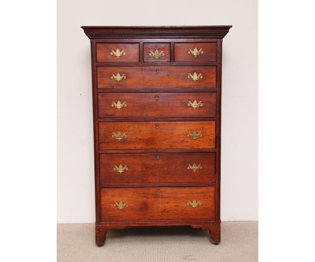 Appraisal: Pennsylvania Hepplewhite cherry tall chest circa with French feet resting