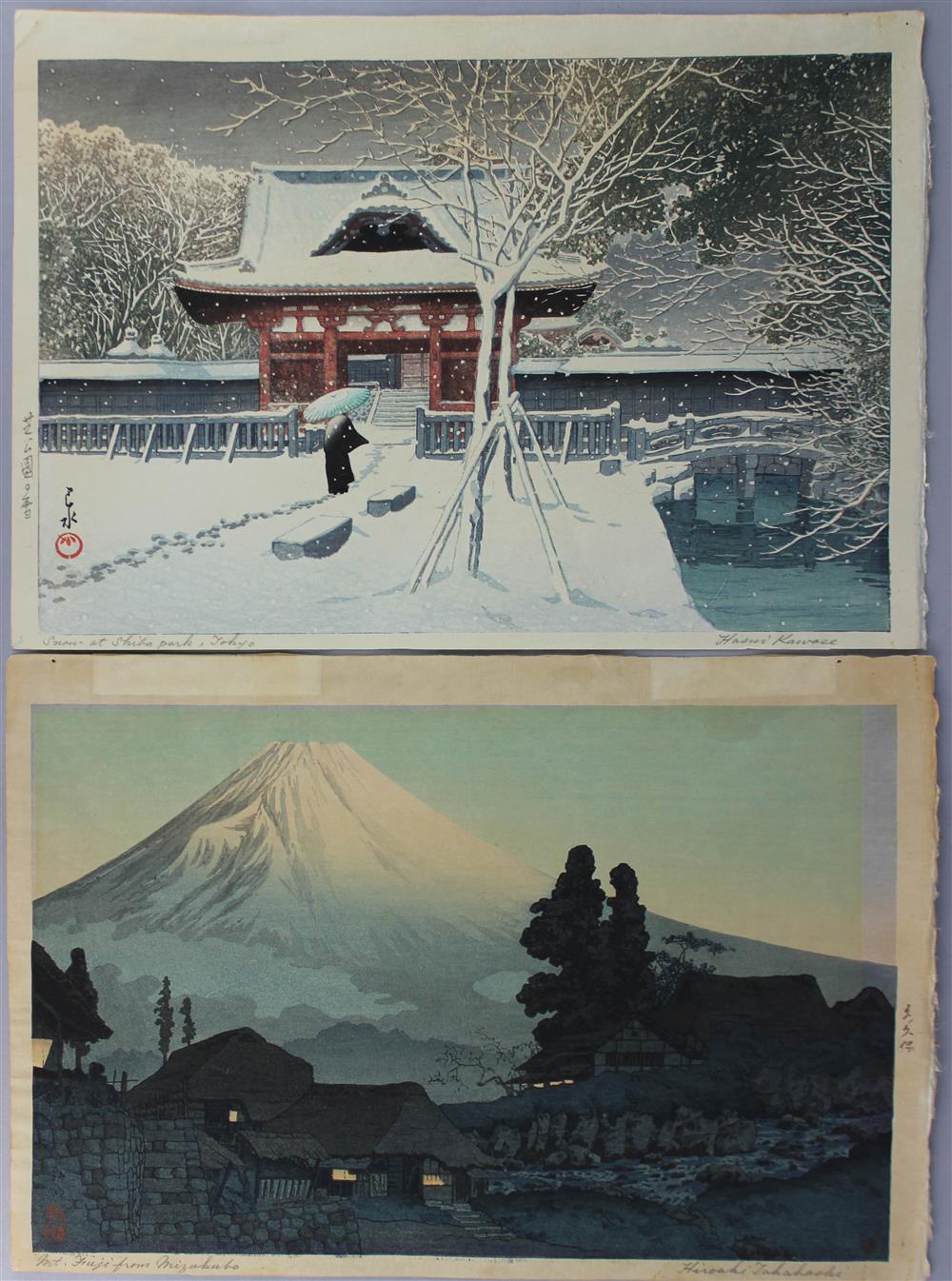 Appraisal: TWO MODERN JAPANESE PRINTS the first by Kawase Hasui titled