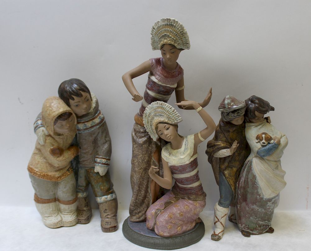 Appraisal: LLADRO Large Porcelain Figures To include Eskimos x x H