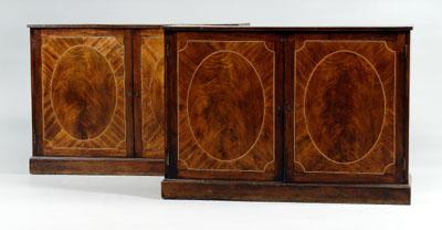 Appraisal: Fine pair Chippendale inlaid cabinets each with highly figured mahogany