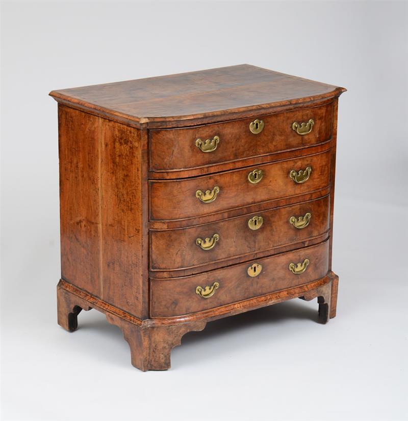 Appraisal: FINE GEORGE I WALNUT AND BURL WALNUT VENEERED DIMINUTIVE CHEST