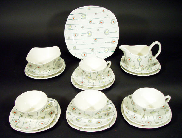 Appraisal: Collection of Midwinter stylecraft teaware hand painted with stylized stripes